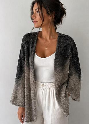 Кардиган transit par such italy designer open knit ombre sweater cardigan size 2 darkwear