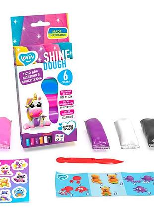 Набор теста для лепки "shine" тм lovin 41177, 6 цветов по 35 г