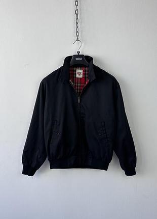 Бомбер куртка warrior england black harrington jacket mod skinhead punk tartan lining size m