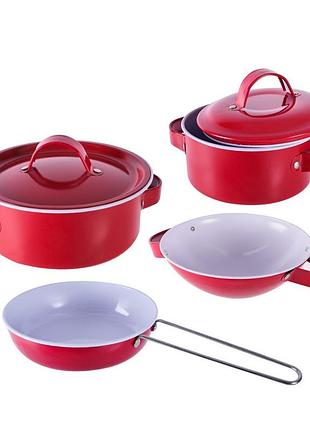 Детский набор посуды «kitchenware» 620-b5(red) кастрюля, сковородка