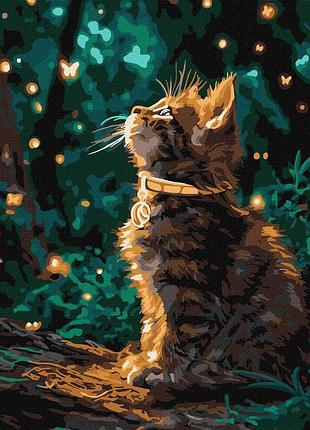 Картина за номерами "кошеня та світлячки" ©art_selena_ua kho6881, 40х50 см