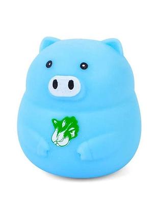 Дитяча іграшка-антистрес "свинка" ms 3950(blue) з борошном, 8 см
