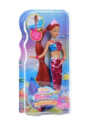 Детская кукла "русалка" 8433(red) красный, наряд с пайетками 29 см