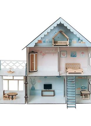Детский деревянный домик для кукол морская вилла tg300756080, 75х60х80 см
