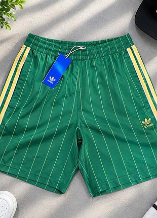 Спортивні винтажні шорти adidas originals в тонку смужку (зелені)