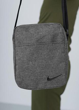 Борсетка серый меланж nike с черным лого