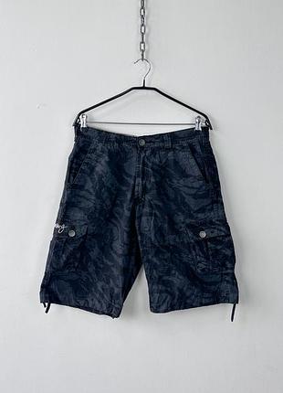 Карго шорти billabong mens camo cargo shorts black grey tactical outdoor camouflage y2k
