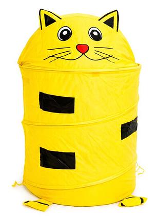 Кошик для іграшок "котик" m 1039(yellow) діаметр 37 см, висота 47/57 см, з кришкою