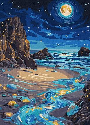 Картина за номерами "сяючий берег" ©art_selena_ua з фарбами металiк extra kho6387, 30х40 см