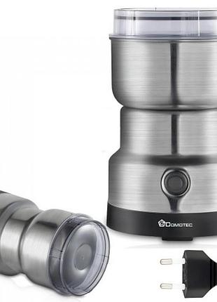 Кофемолка электрическая domotec ms-7113, 400 вт, 85 г, нержавеющая сталь, для кофе, орехов