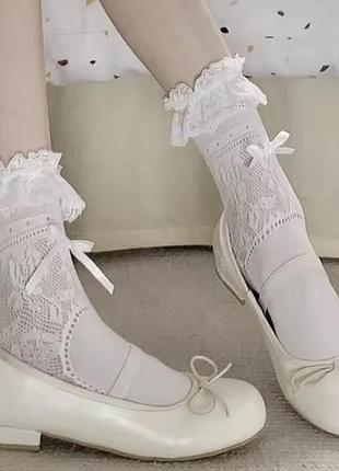 Білі шкарпетки з бантиком лолита coquette