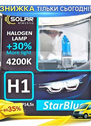 Ku галогенова лампа solar universal fit h1 12v 55w p14,5s для авто головного світла протитуманних фар uni2l_k