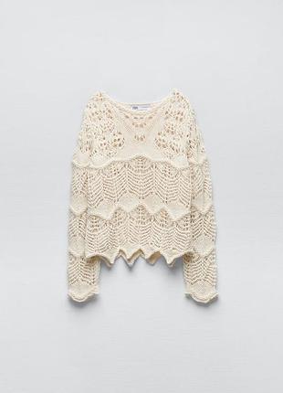 Светр ажурний кроше жіночий zara