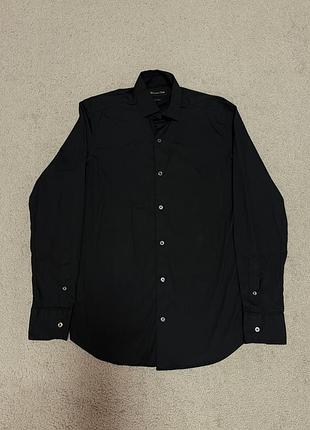 Чорна елегантна олд мані базова класична шкільна сорочка рубашка massimo dutti з перламутровими ґудзиками