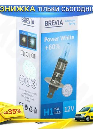 Ku галогеновая лампа brevia universal fit h1 12v 55w p14,5s белая для авто освещения с увеличенной ярк uni2l_k