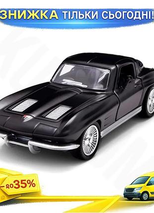 Ku автомодель chevrolet corvette universal fit split window 1963 матовый черный коллекционная машинка uni2l_k