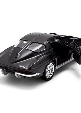 Ku автомодель chevrolet corvette universal fit split window 1963 матовый черный коллекционная машинка uni2l_k 3