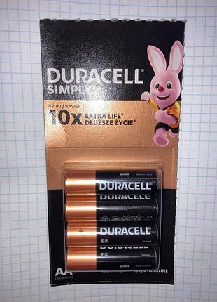 Батарейка lr6 aa комплект 4шт duracell simply alkaline