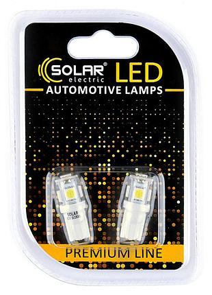 Автолампа solar led 12v t10 w2.1x9.5d 5smd white, 2шт sl1330