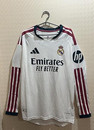 Футбольна футболка real madrid (реал мадрид) adidas домашня 2026/27 лонгслів (версія slim fit / climacool+) | довгий рукав | розмір l | нова з бірками