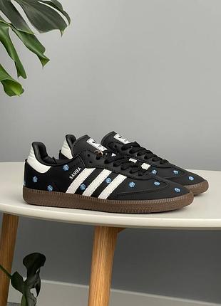 Кроссовки женские adidas samba black floral embroidery