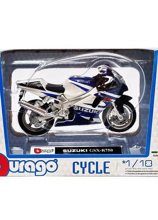 Дитяча модель мотоцикла "suzuki gsx-r750" bburago 18-51030-1 масштаб 1:18