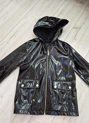 Блискучий чорний дощовик куртка на флісі river island,  116