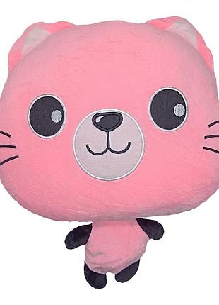 Детская мягкая игрушка "кошечка" l1128(pink) игрушка с пледом, размер 40 см