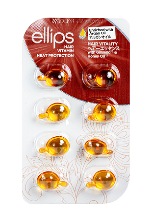 Витамины для волос ellips hair vitamin hair vitality with ginseng & honey oil с женьшенем и медом 8 шт*1 мл
