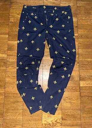 Вінтажні штани карго g-star raw 5622 3d boyfriend, принт геральдична лілія (fleur-de-lis)