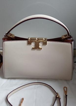 Жіноча сумка tory burch eleanor satchel у світло-кремовому