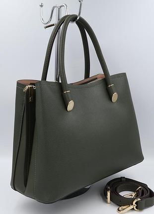 Сумка женская кожаная leather 3205 green