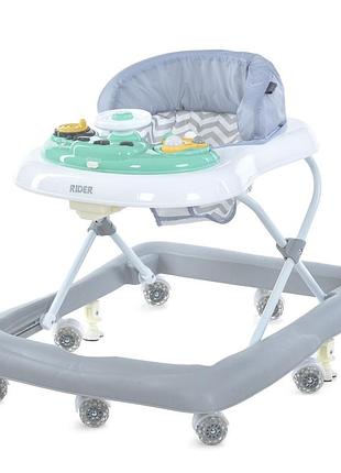 Ходунки дитячі rider me 1185 grey, світлові та звукові ефекти
