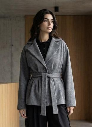 Полупальто из кашемира xxl-3xl. серый
