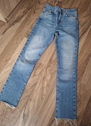 Голубые прямые женские джинсы zara размер 34