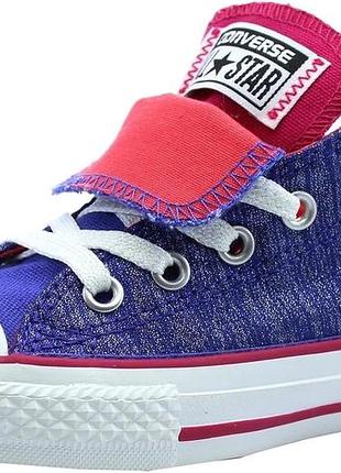 Кеди converse chuck taylor all star double tongue ox periwinkle pink фіолетово-рожеві розмір 38,5–39