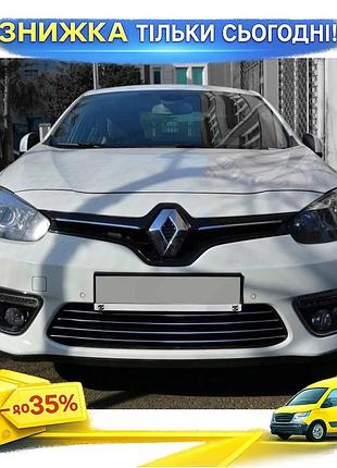 Накладки на ґрати бампера carmos для renault fluence 2009-2016 хромовані захисні накладки з нержавіючої ku-22