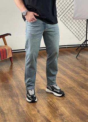 2440 / сині брудні джинси easy straight fit blue dirty jeans