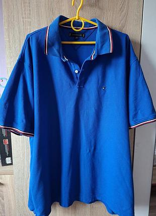 Чоловіча синя сорочка поло батал 3xl tommy hilfiger