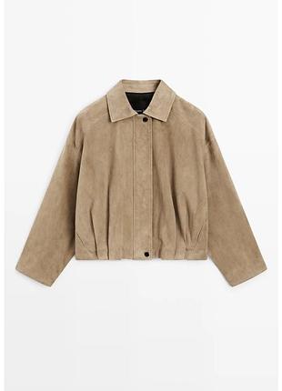 Замшева куртка бомбер massimo dutti 5