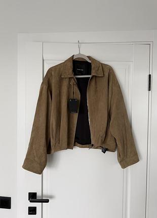 Замшева куртка бомбер massimo dutti 8