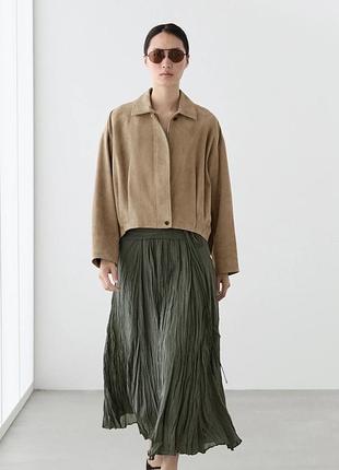Замшева куртка бомбер massimo dutti 2