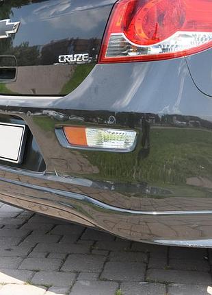 Накладка на задний бампер chevrolet cruze 2009-2015 meliset под покраску тюнинг защита от повреждений ku-22