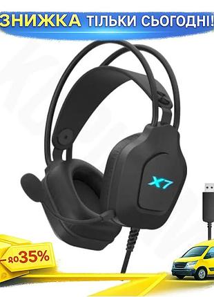 Ku навушники a4tech usb universal fit з мікрофоном накладні чорні геймерські з led підсвічуванням 50 м uni2l_k