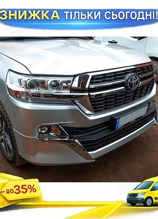 Решітка радіатора toyota land cruiser 200 2016-2021 тюнінг abs-пластик чорна для захисту від пошкоджень ku-22