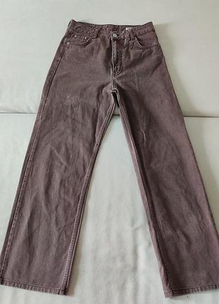 Джинси жіночі review wide leg палаццо широкі висока посадка коричневі бордові