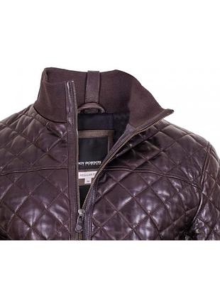 Куртка стеганная кожзам коричневая