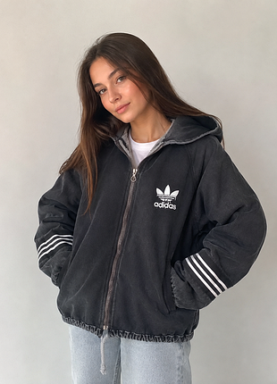 Джинсова демі куртка adidas фліс