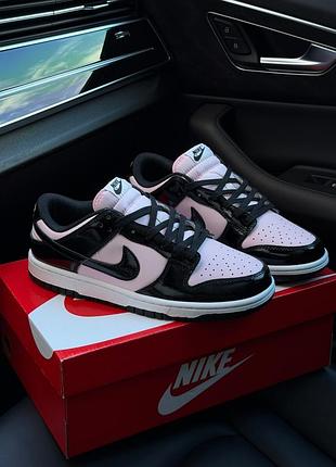 Кроссовки nike dunk low pink/black patent