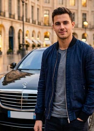 Чоловічий легкий бомбер zara man з льоном / куртка-бомбер zara (розмір m)
​